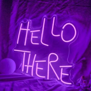 hello there, hell here neon sign, halloween decor lights, horror decor with flickering neon lights | room decoration, led neon wall lights