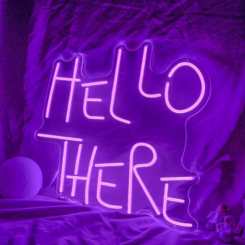 Hello There, Hell Here Neon Sign, Halloween Decor Lights, Horror Decor with Flickering Neon Lights | Room Decoration, Led Neon Wall Lights