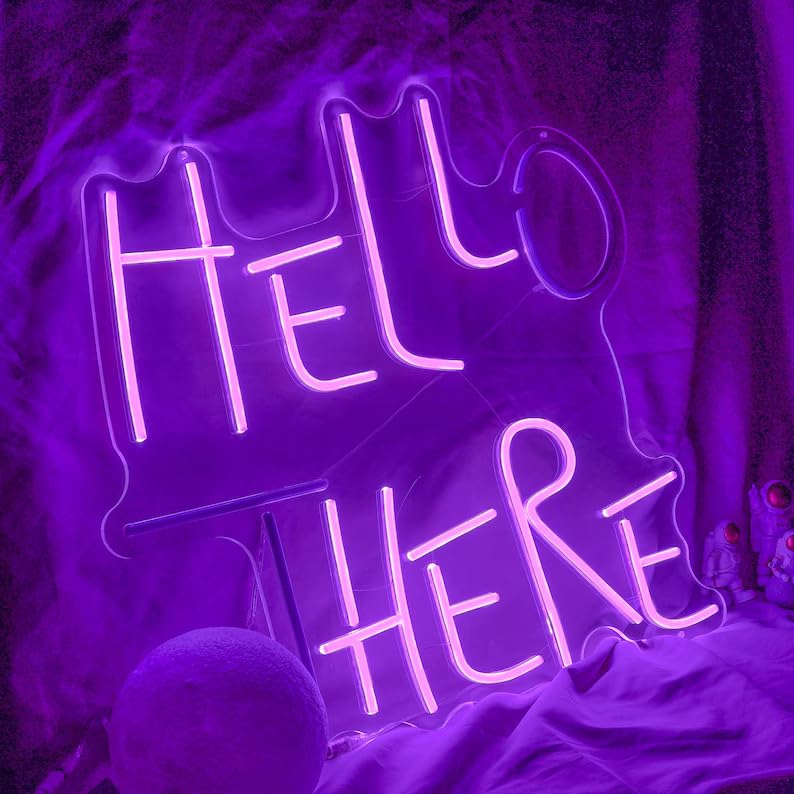 Hello There, Hell Here Neon Sign, Halloween Decor Lights, Horror Decor with Flickering Neon Lights | Room Decoration, Led Neon Wall Lights