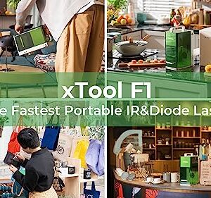 xTool F1 Laser Engraver, Lightning Speed Portable Dual Laser Cutter and Engraver Machine, High Resolution Laser Engraving Machine, DIY Fiber Laser Engraver for Wood and Metal, Craft, Jewelry, Plastic