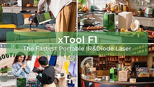 xTool F1 Laser Engraver, Lightning Speed Portable Dual Laser Cutter and Engraver Machine, High Resolution Laser Engraving Machine, DIY Fiber Laser Engraver for Wood and Metal, Craft, Jewelry, Plastic