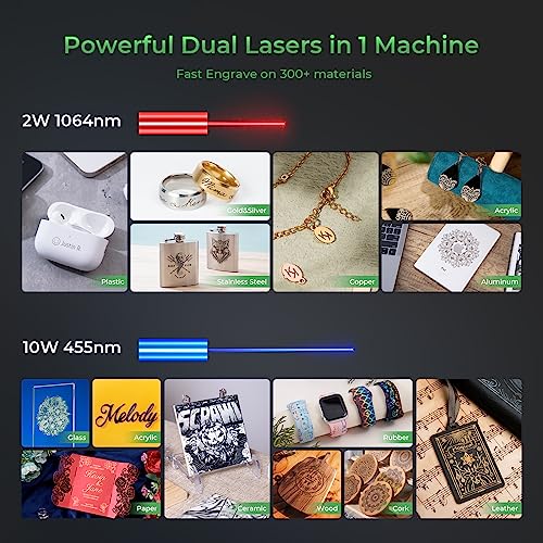 xTool F1 Laser Engraver, Lightning Speed Portable Dual Laser Cutter and Engraver Machine, High Resolution Laser Engraving Machine, DIY Fiber Laser Engraver for Wood and Metal, Craft, Jewelry, Plastic