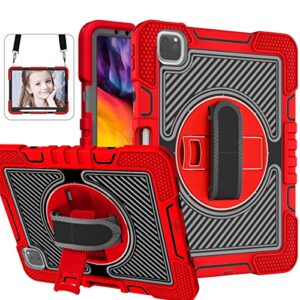 tablet pc case shockproof durable protective cover durable 360 degree rotating bracket case compatible with ipad pro 11(2021、2020、2018)/ipad air 4 10.9 tablet cover (color : red+black)