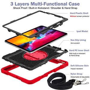 Tablet PC case Shockproof Durable Protective Cover Durable 360 Degree Rotating Bracket Case Compatible with iPad Pro 11(2021、2020、2018)/iPad Air 4 10.9 Tablet Cover (Color : Red+Black)