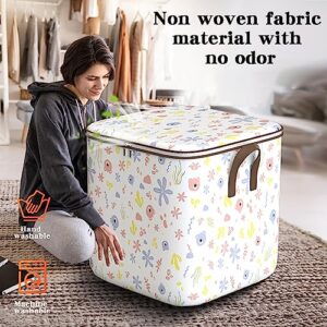 AZXY Clothes Storage Bags Large Capacity, Closet Organizers and Storage Bins, Foldable Wardrobe Storage Toy Containers Box with Lids and Handles for Blanket Comforter Clothing Bedding (L)