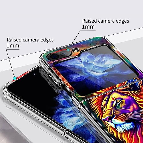 Bcov Galaxy Z Flip 5 Case,Colorful Lion Mandala Anti-Scratch Solid Hard case Protective Shookproof Phone Cover for Samsung Galaxy Z Flip 5