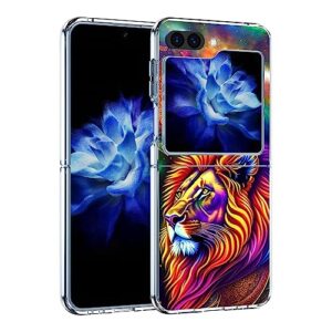 Bcov Galaxy Z Flip 5 Case,Colorful Lion Mandala Anti-Scratch Solid Hard case Protective Shookproof Phone Cover for Samsung Galaxy Z Flip 5