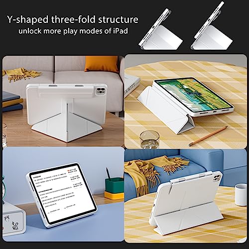 iFacemall Stylish Case for ipad Air 5th 4th Generation 10.9-inch with Foldable Stand [2023 Upgrade] 360 Rotation, Magnetic Slide Rails Design for iPad Case, White