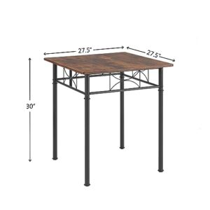 DREAMWZC 3-Piece Space-Saving Square Dining Table with Two Chairs,Perfect for Small Dining Rooms, Living Rooms, and Balconies,Brown