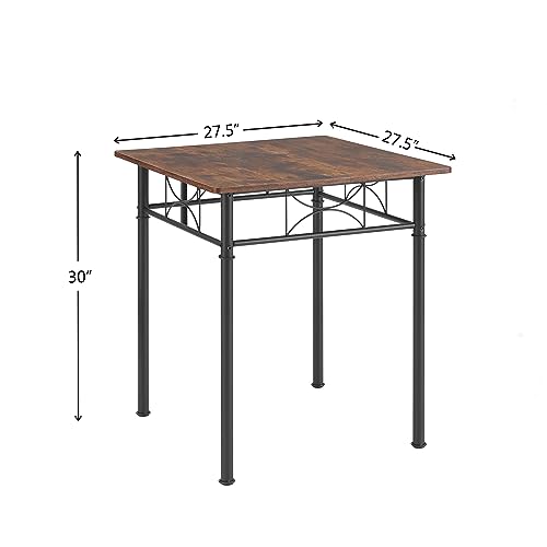 DREAMWZC 3-Piece Space-Saving Square Dining Table with Two Chairs,Perfect for Small Dining Rooms, Living Rooms, and Balconies,Brown