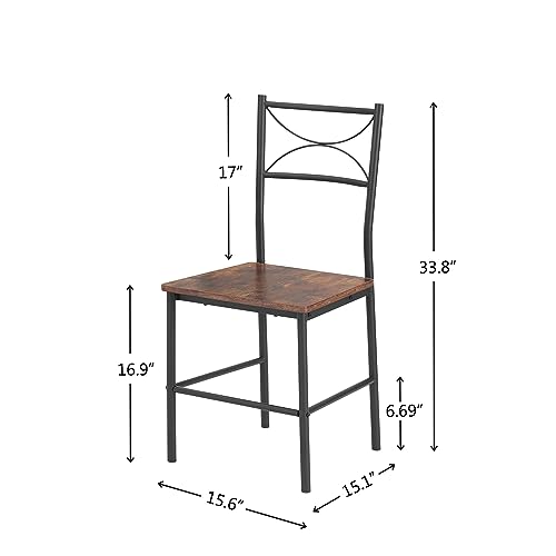 DREAMWZC 3-Piece Space-Saving Square Dining Table with Two Chairs,Perfect for Small Dining Rooms, Living Rooms, and Balconies,Brown