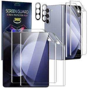 Vizvera【2 Pack Galaxy Z Fold 5 Inner Screen Protector EPU Film+2 Pack Fold 5 Front Screen Flexible Film】With 2 Pack Camera Lens Protector Accessories HD Transparent High Clarity, Anti-Shatter, Bubble Free for Samsung Galaxy Z Fold 5 5G Screen Protector-