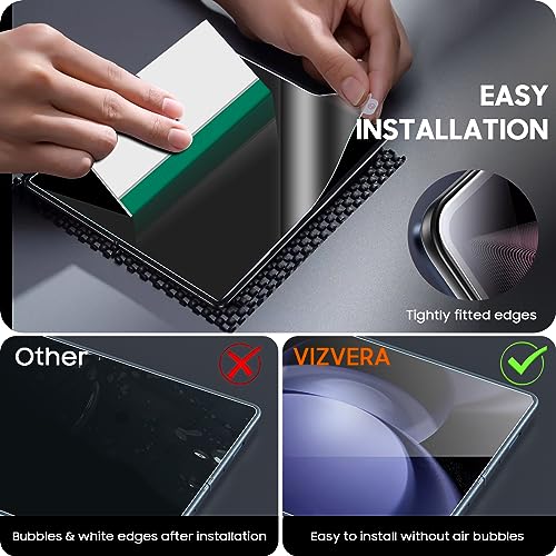 Vizvera【2 Pack Galaxy Z Fold 5 Inner Screen Protector EPU Film+2 Pack Fold 5 Front Screen Flexible Film】With 2 Pack Camera Lens Protector Accessories HD Transparent High Clarity, Anti-Shatter, Bubble Free for Samsung Galaxy Z Fold 5 5G Screen Protector-