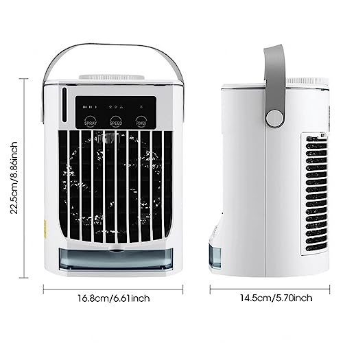 Mini Air Conditioner - 500ml Mini Portable Ac Unit - Mini Air Conditioner 3 wind speed, 3 Mist Modes - Evaporative Personal Cooler Humidifier for Room/Office/Camping/Table Car