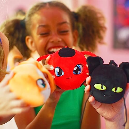 Miraculous Ladybug, 4-1 Surprise Miraball, 2 Pack, Toys for Kids with Collectible Character Metal Ball, Kwami Plush, Glittery Stickers and White Ribbon (Wyncor)