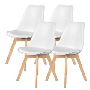 sweetrcrispy dining chairs, dining chairs set of 4, dining room chairs, kitchen chairs, mid century modern chairs, pu leather upholstered chairs with wood legs, kitchen & dining room chairs, white