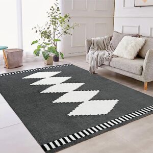 GlowSol Area Rugs 8x10 Boho Living Room Rugs Geomertic Shaggy Rugs Boho Moroccan Rug Non Slip Floor Cover Soft Fluffy Area Rug Bedroom Dining Room Office Rug Accent Carpet,Grey 8x10