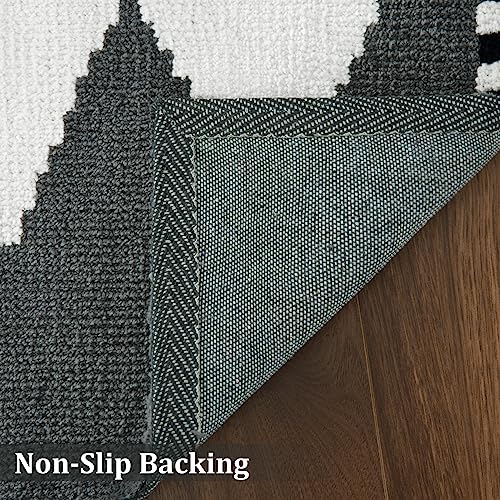 GlowSol Area Rugs 8x10 Boho Living Room Rugs Geomertic Shaggy Rugs Boho Moroccan Rug Non Slip Floor Cover Soft Fluffy Area Rug Bedroom Dining Room Office Rug Accent Carpet,Grey 8x10