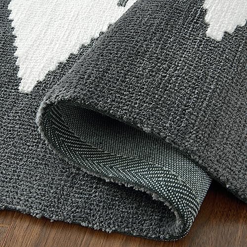 GlowSol Area Rugs 8x10 Boho Living Room Rugs Geomertic Shaggy Rugs Boho Moroccan Rug Non Slip Floor Cover Soft Fluffy Area Rug Bedroom Dining Room Office Rug Accent Carpet,Grey 8x10