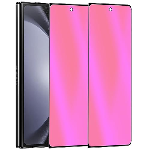 BWEDXEZ 2 Pack Outer Anti-Blue Privacy Tempered Glass For Samsung Galaxy Z Fold 5 / Z Fold 4 Front Mirror Anti-Spy Screen Protector Anti-Peeping Full Covered Film Electroplated Gradient Colorful