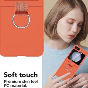 AICase for Samsung Galaxy Z Flip 5 Case with Ring, Protective Slim Thin Fit Women Girl Cute Phone Case for Samsung Galaxy Z Flip 5 5g, Orange