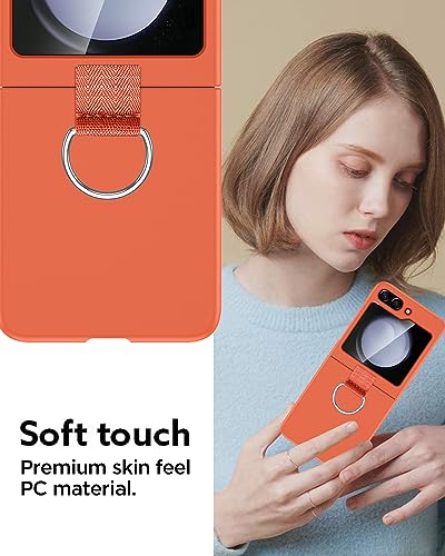 AICase for Samsung Galaxy Z Flip 5 Case with Ring, Protective Slim Thin Fit Women Girl Cute Phone Case for Samsung Galaxy Z Flip 5 5g, Orange