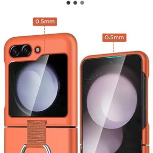 AICase for Samsung Galaxy Z Flip 5 Case with Ring, Protective Slim Thin Fit Women Girl Cute Phone Case for Samsung Galaxy Z Flip 5 5g, Orange