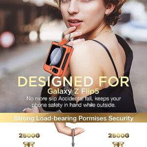 AICase for Samsung Galaxy Z Flip 5 Case with Ring, Protective Slim Thin Fit Women Girl Cute Phone Case for Samsung Galaxy Z Flip 5 5g, Orange