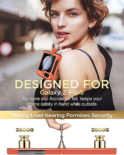 AICase for Samsung Galaxy Z Flip 5 Case with Ring, Protective Slim Thin Fit Women Girl Cute Phone Case for Samsung Galaxy Z Flip 5 5g, Orange