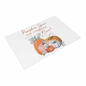 Outdoor Rug Pumpkin Space Fall Harvest Thanksgiving Autumn Leaf Orange Area Rug, Easy Cleaning Waterproof Outdoor Plastic Straw Rug for Patio Decor Backyard Deck Picnic Camping Living Room, 4x6 Feet