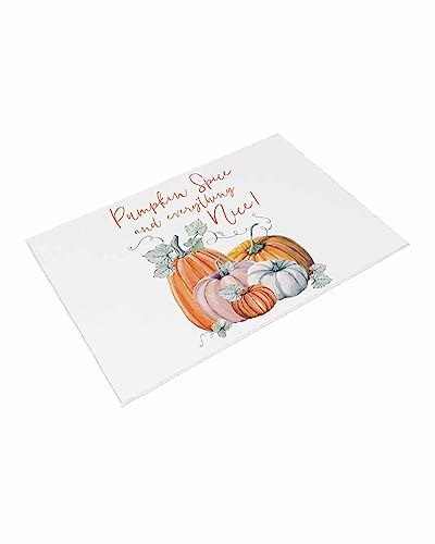 Outdoor Rug Pumpkin Space Fall Harvest Thanksgiving Autumn Leaf Orange Area Rug, Easy Cleaning Waterproof Outdoor Plastic Straw Rug for Patio Decor Backyard Deck Picnic Camping Living Room, 4x6 Feet