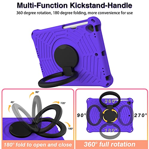 Slim Tablet Case Compatible with iPad Air 3 10.5 / iPad Pro 10.5" 2017 Kids - Dropproof Durable Lightweight EVA Case,360 Degree Rotating Multi-Function Handle Kickstand (Color : Purple)