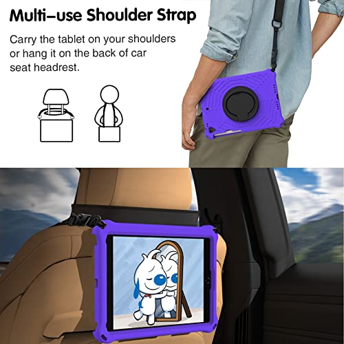 Slim Tablet Case Compatible with iPad Air 3 10.5 / iPad Pro 10.5" 2017 Kids - Dropproof Durable Lightweight EVA Case,360 Degree Rotating Multi-Function Handle Kickstand (Color : Purple)