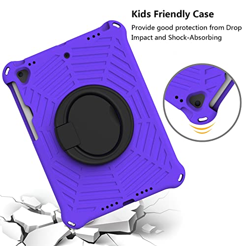 Slim Tablet Case Compatible with iPad Air 3 10.5 / iPad Pro 10.5" 2017 Kids - Dropproof Durable Lightweight EVA Case,360 Degree Rotating Multi-Function Handle Kickstand (Color : Purple)