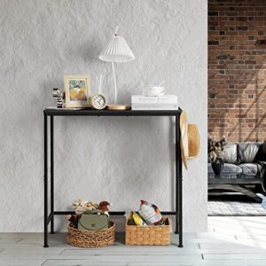 small console table black entryway table modern narrow long sofa table skinny hallway table thin behind sofa table console tables for entryway 31.5 inch with 2 hooks, sofa side display for hallway