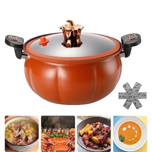 Multifunctional Plumpy Non-stick Micro Pressure Pot 2023 [NEW], 8L Large Capacity Pumpkin Micro Pressure Cooker, Soup Meat Pot Rice Cooker Gas Stove Micro Pressure Cooker Stew Pot (Color : Orange)