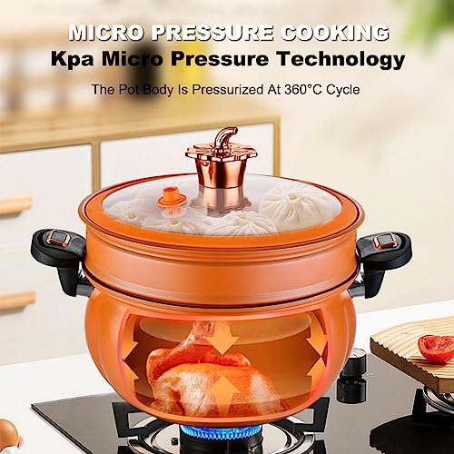 Multifunctional Plumpy Non-stick Micro Pressure Pot 2023 [NEW], 8L Large Capacity Pumpkin Micro Pressure Cooker, Soup Meat Pot Rice Cooker Gas Stove Micro Pressure Cooker Stew Pot (Color : Orange)