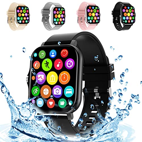Bluetooth Talk Full Color Touch-Screen Smart Watch for Men Women - Multifunctional 1.7 Inch HD Screen IP67 Waterproof Health Remote Take Photo Metal Case Customize Activity Watch