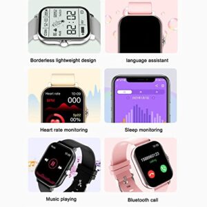 Bluetooth Talk Full Color Touch-Screen Smart Watch for Men Women - Multifunctional 1.7 Inch HD Screen IP67 Waterproof Health Remote Take Photo Metal Case Customize Activity Watch