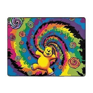 dancing thanksgiving bear printed area rugs 5.25x4 feet fluffy shaggy carpet soft rugs for bedroom living room non-slip washable floor carpet for indoor home decorative