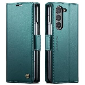 taneny case for samsung galaxy z fold 5 case (2023),pu leather wallet flip folio case with card holder rfid blocking kickstand shockproof phone cover for samsung galaxy z fold 5 5g 2023 (teal)