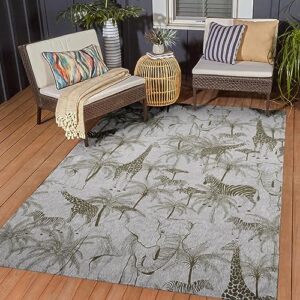 Dalyn Rugs Indoor/Outdoor Tropics TC7 Gray Washable 8' x 10' Rug