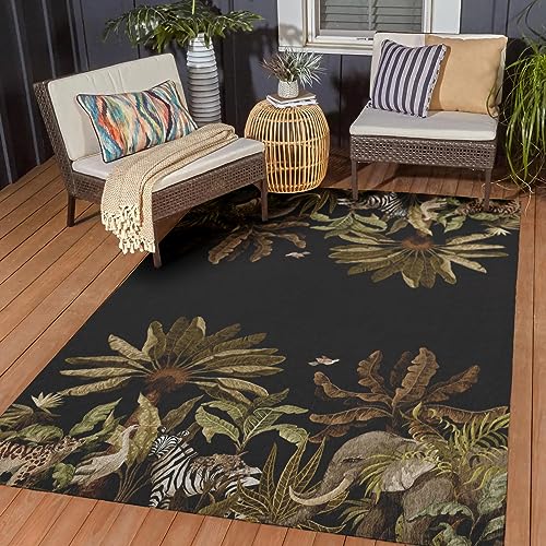 Dalyn Rugs Indoor/Outdoor Tropics TC8 Black Washable 8' x 10' Rug