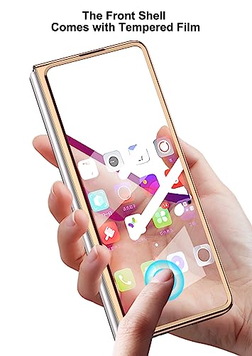 FYTON Case for Galaxy Z Fold 5 Case - Light Luxury Electroplated Frame with Patterned Glass, Built-in Screen Protector Compatible with Samsung Galaxy Z Fold 5 Case, Leopard Print