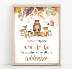 personalized envelope station welcome sign fall woodland baby shower poster/canvas decor wall oh boy woodland addressee sign baby shower fall woodland baby shower decoration woodland baby shower