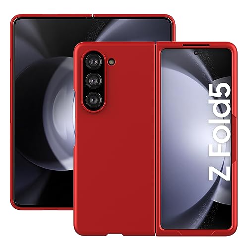 Cresee Case for Samsung Galaxy Z Fold 5 (2023) with Cover Screen Protector, Thin Hard PC Phone Case for Galaxy Z Fold5 - Red