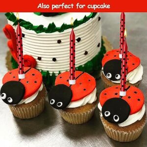 12Pcs Ladybug Themed Birthday Candles Cake Cupcake Ladybird Toppers Candles for Kids Girls Boys Party Decorations Supplies Baby Shower Celebration