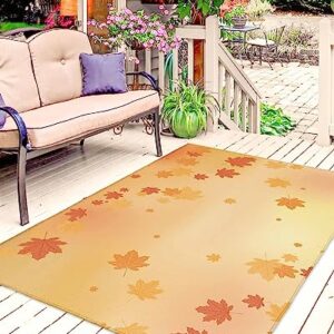 Thanksgiving Outdoor Rug, Large Floor Mat Day Dreamlike Maple Leaf Non Slip Area Rug Rubber Backing Quick Dry Clearance Carpet for Camping Rugs, Patio, Garden, Lawn, Deck, Porch, 6' x 9'