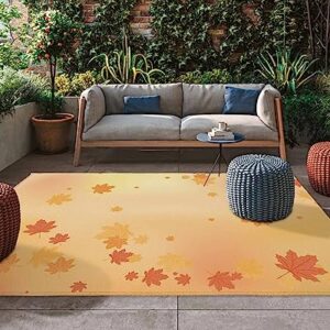 Thanksgiving Outdoor Rug, Large Floor Mat Day Dreamlike Maple Leaf Non Slip Area Rug Rubber Backing Quick Dry Clearance Carpet for Camping Rugs, Patio, Garden, Lawn, Deck, Porch, 6' x 9'