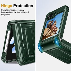 LONTECT for Galaxy Z-Flip 5 5G Case Shockproof Military Grade Protection Heavy Duty Case with Foldable Kickstand&Hinge Protection Rugged Drop Protective Cover Case for Samsung Galaxy Z Flip 5,Green